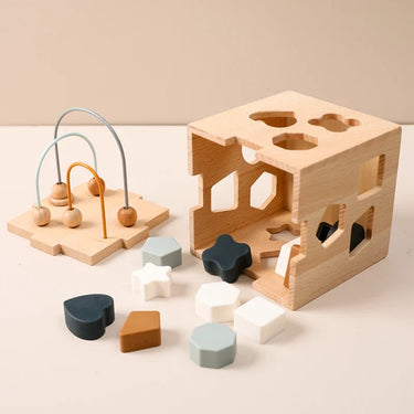 GeoPlay | Reconocimiento de formas y diversión - Bloque de clasificación de madera y silicona con formas geométricas